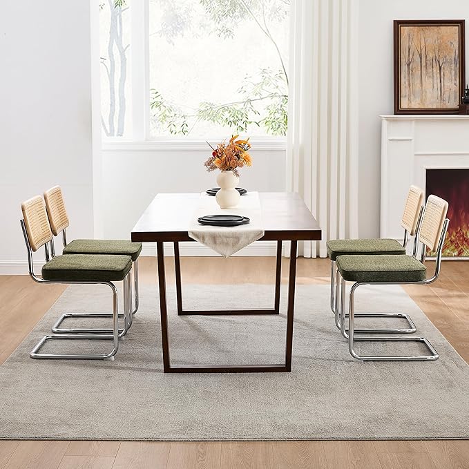 Zesthouse Natural Rattan Dining Chairs Set of 4, Mid Century Modern Dining Ch...
