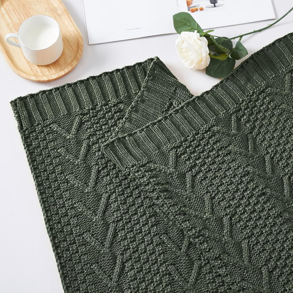 Aormenzy Knitted Throw Blanket (50" x 60") and 2 Pillow Covers (18&...