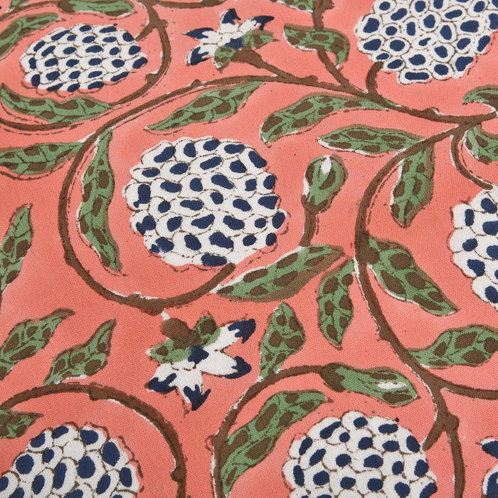 Ridhi Block Print Dark Salmon Pink Throw Pillow Cover 18" x 18" (Pack of 2) Decorative Cushion Covers with Ruffle for Couch, Sofa, Bed, Living Room, Home Decor Gift for Spring, Mother's Day