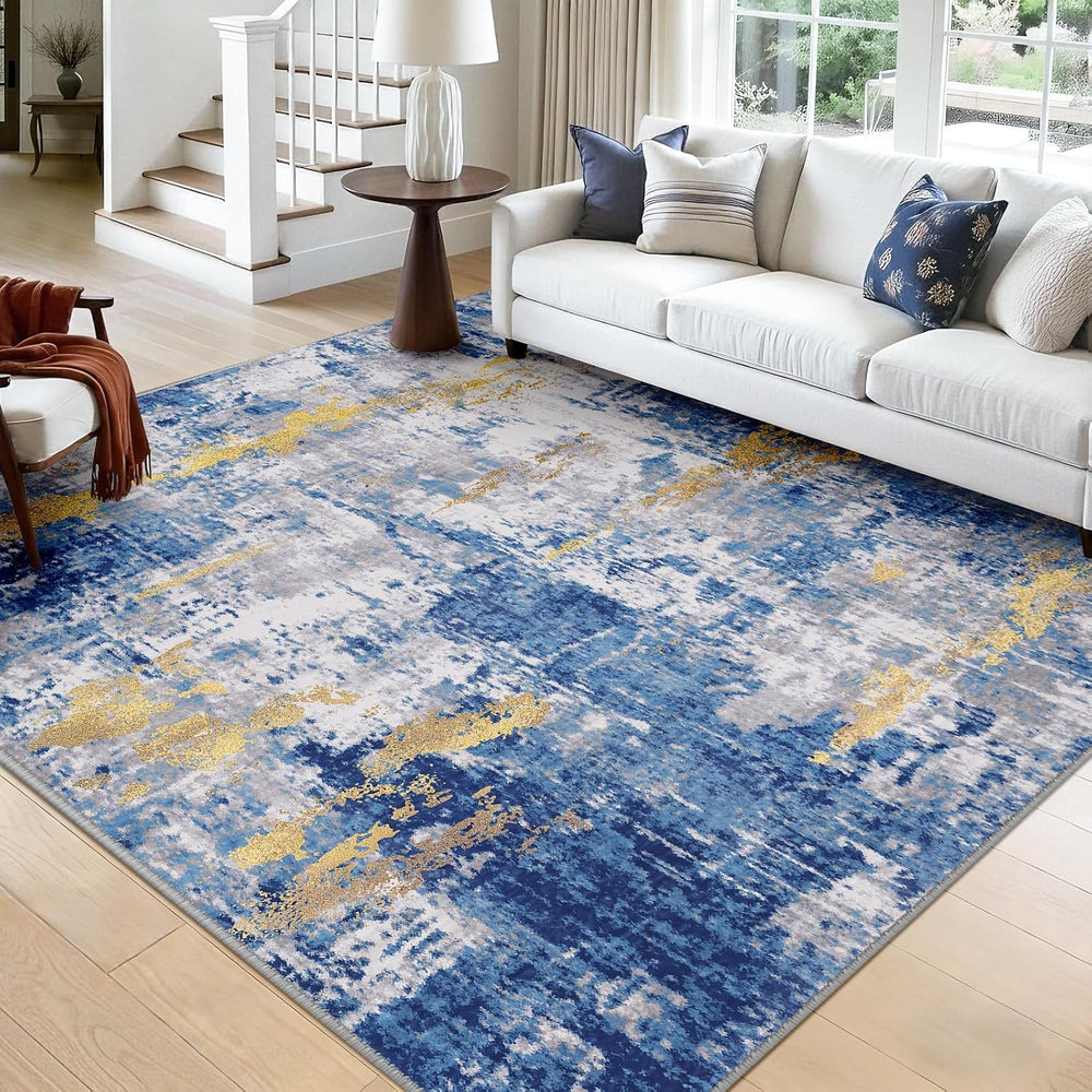 Washable Area Rugs Square 9ft Non-Slip Modern Abstract Soft
