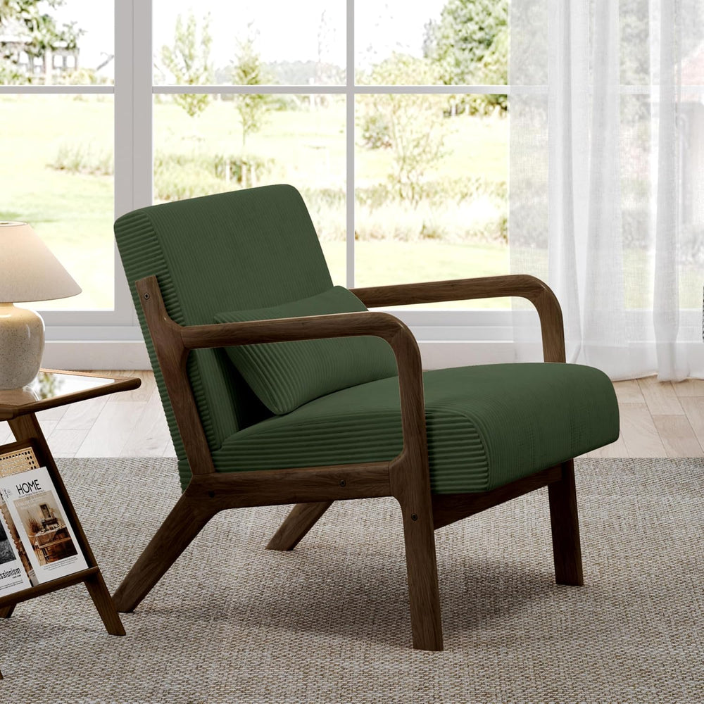 Yaheetech Accent Chair for Living Room, Corduroy Mid Century Modern Reading A...