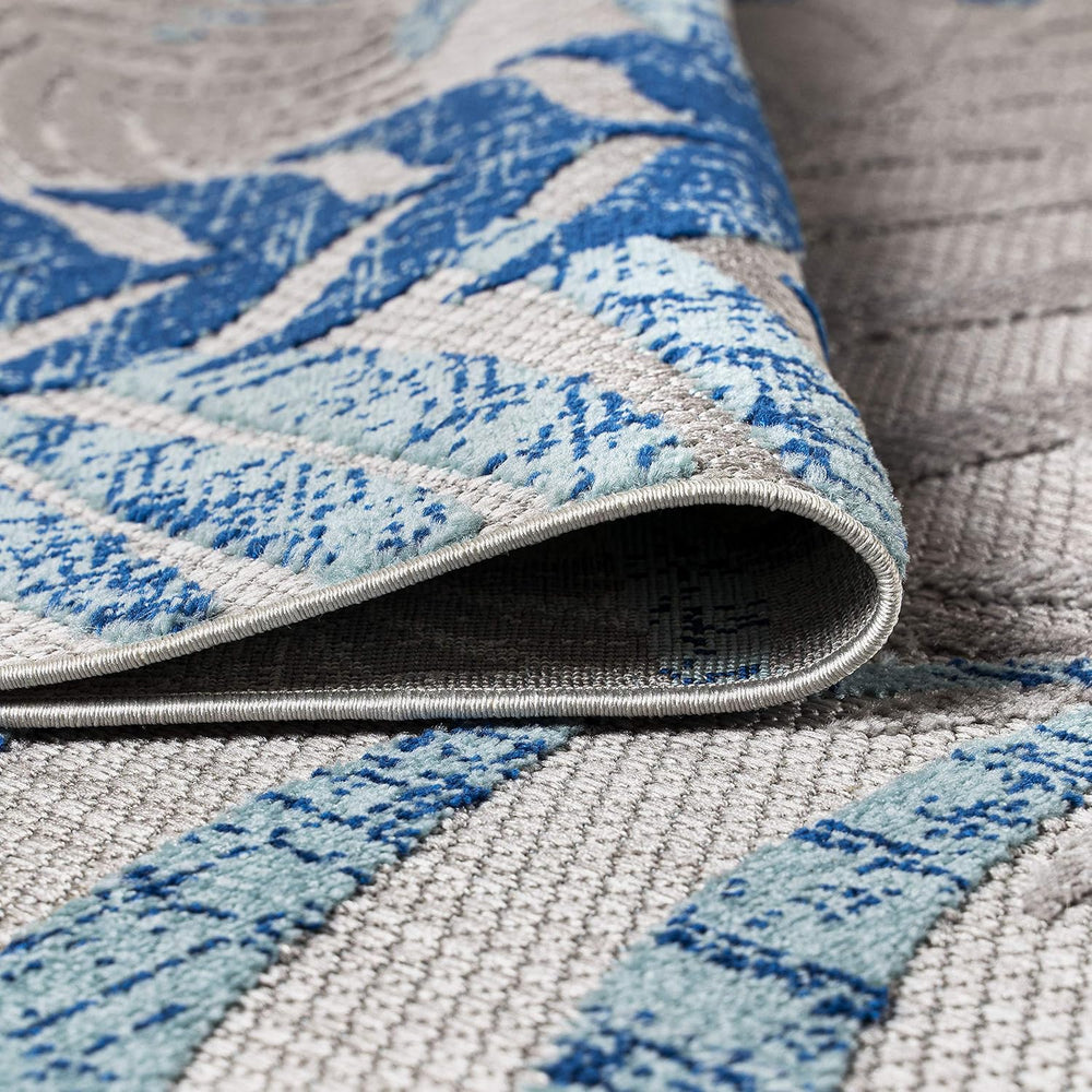 JONATHAN Y Tropics Palm Leaves Indoor Outdoor Area Rug 8X10 Gray/Blue