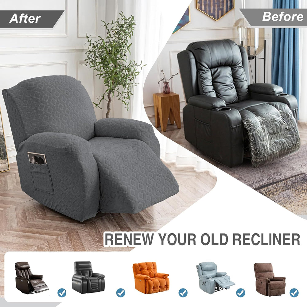 Genina Waterproof Recliner Chair Cover,XL-1 Seat Couch Cover,Dark Gray