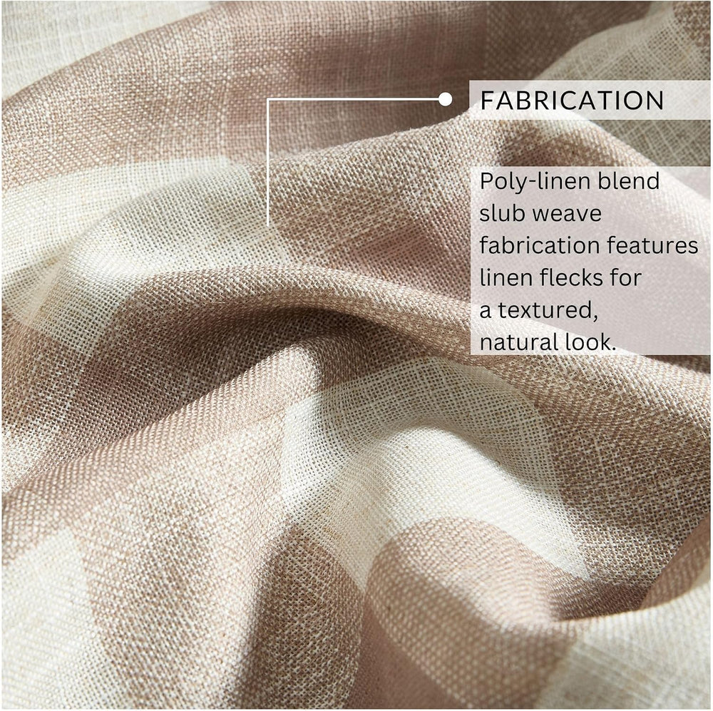 Grainger Buffalo Check Blackout Window Curtain, Linen - 52" W x 84" L