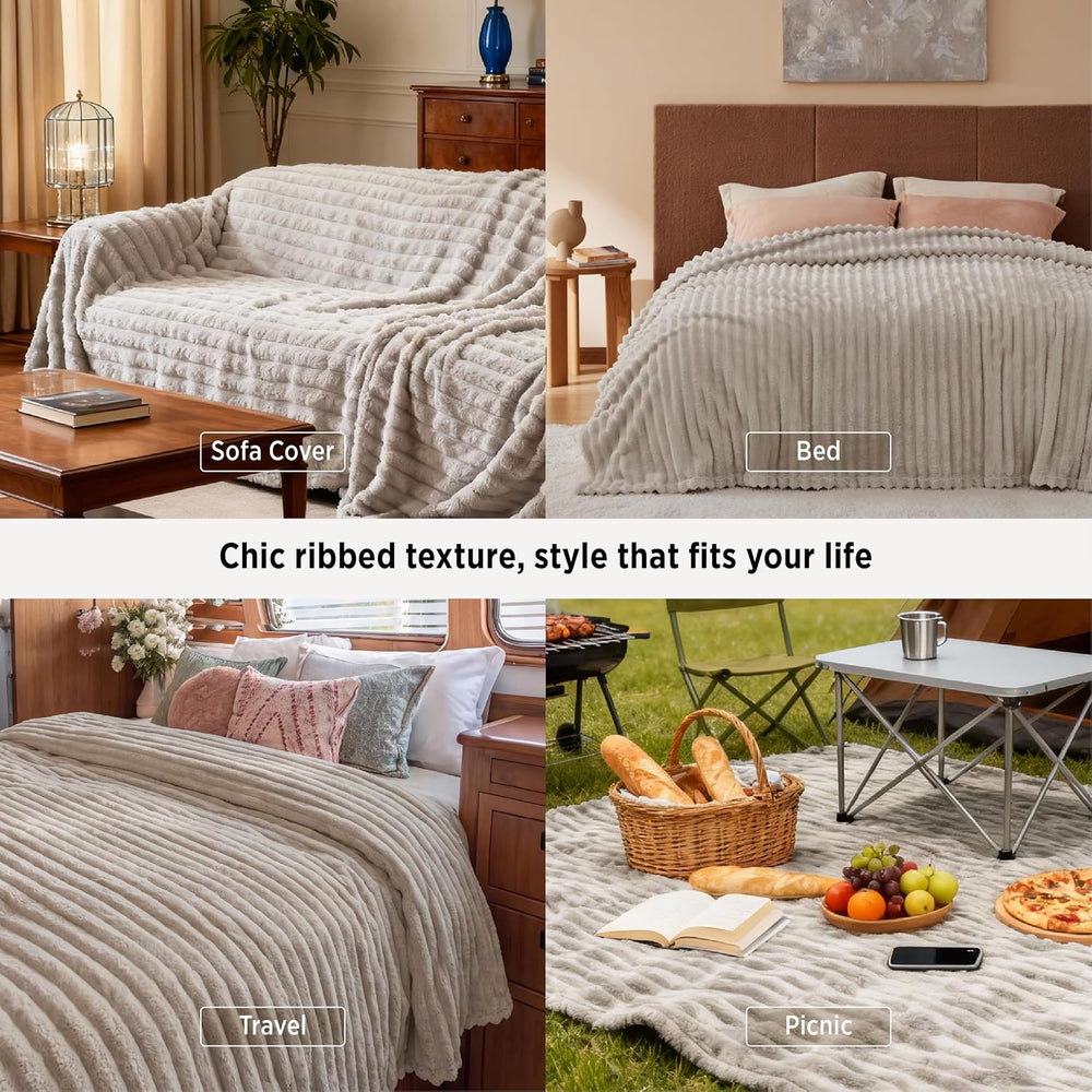 Bedsure Soft King Size Blankets for Bed Beige "108"x90"