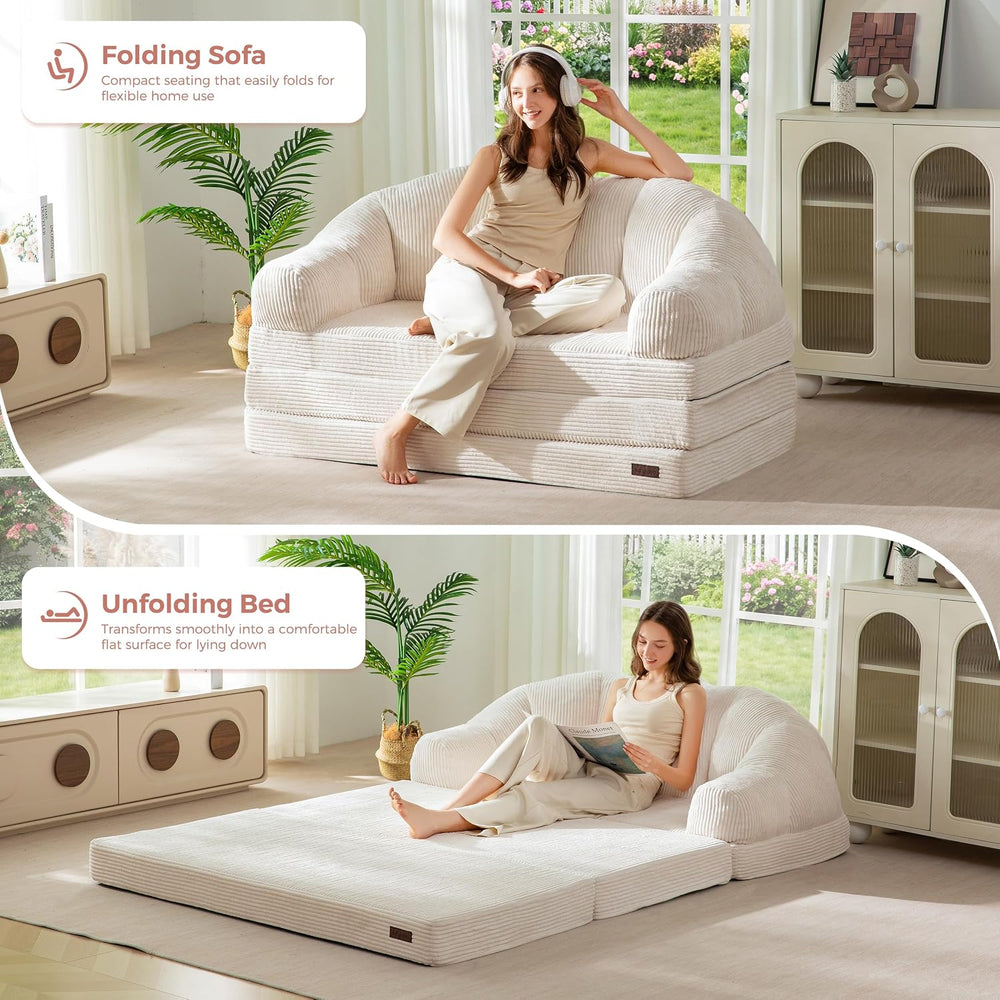 MAXYOYO Folding Sofa Bed with Backrest, Boneless Fold Out Couch with Handle