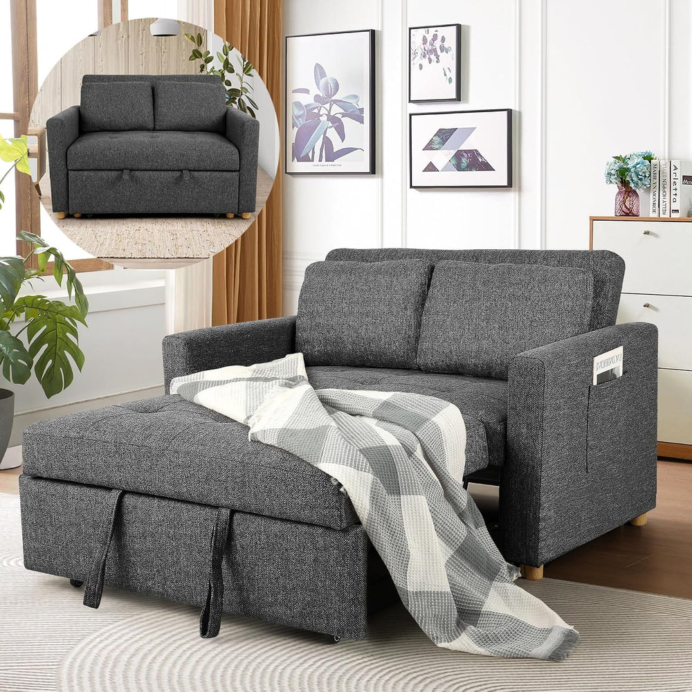 SEJOV Loveseat Sleeper, 3-in-1 Convertible Sofa Bed Pull Out, Black