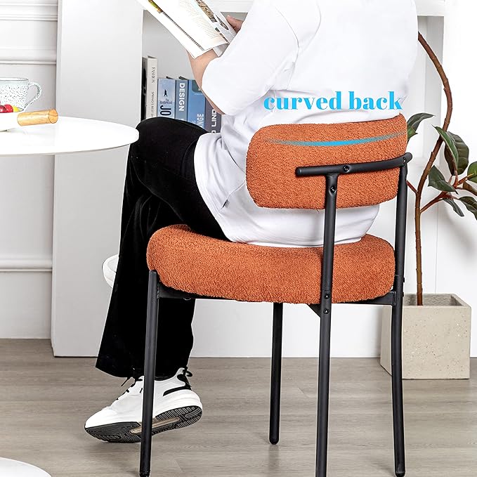 DYHOME Mid-Century Modern Dining Chairs Set of 6, Boucle Dining Chairs Uphols...