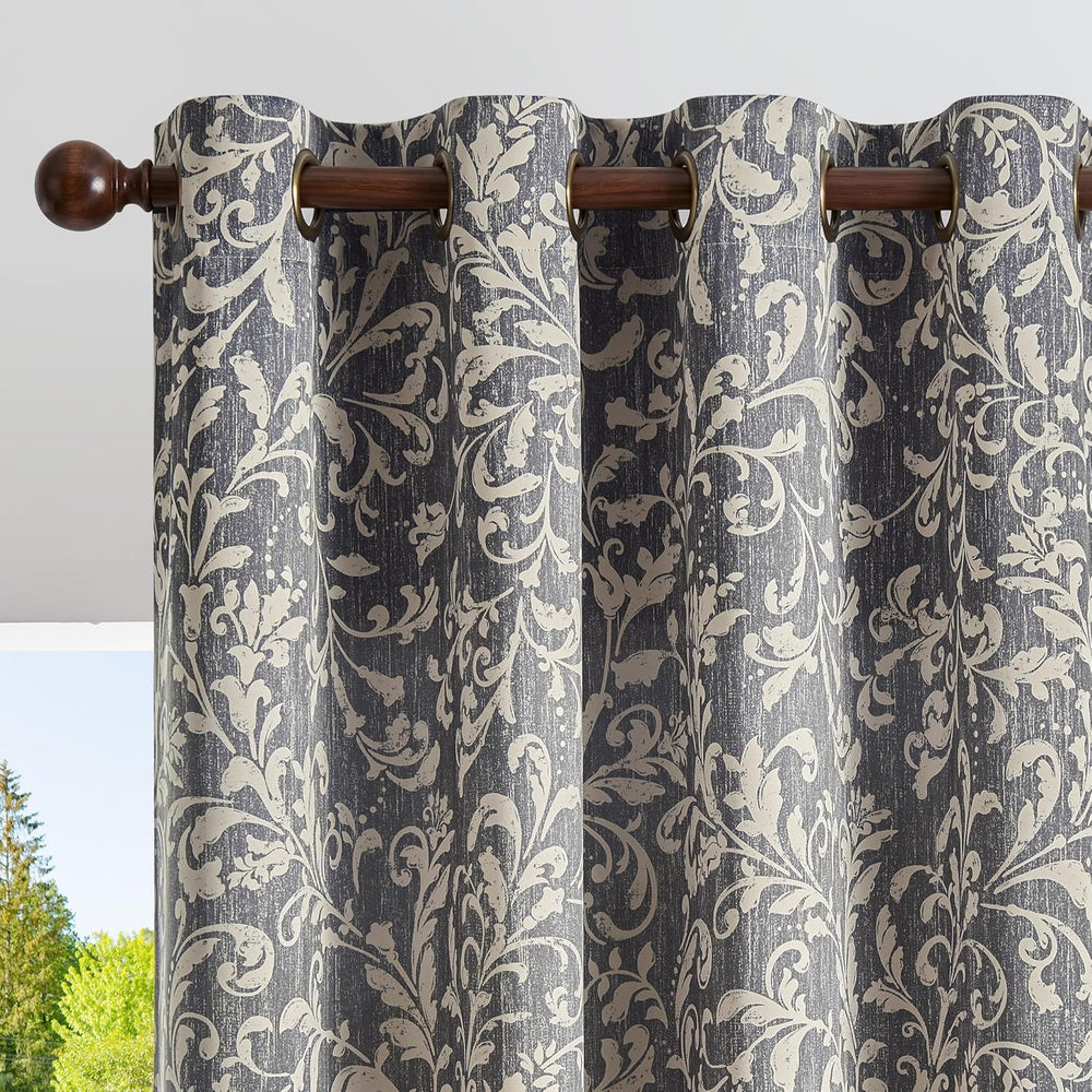 jinchan Blue Floral Curtians 84 Inch Room Darkening Grommet 2 Panels