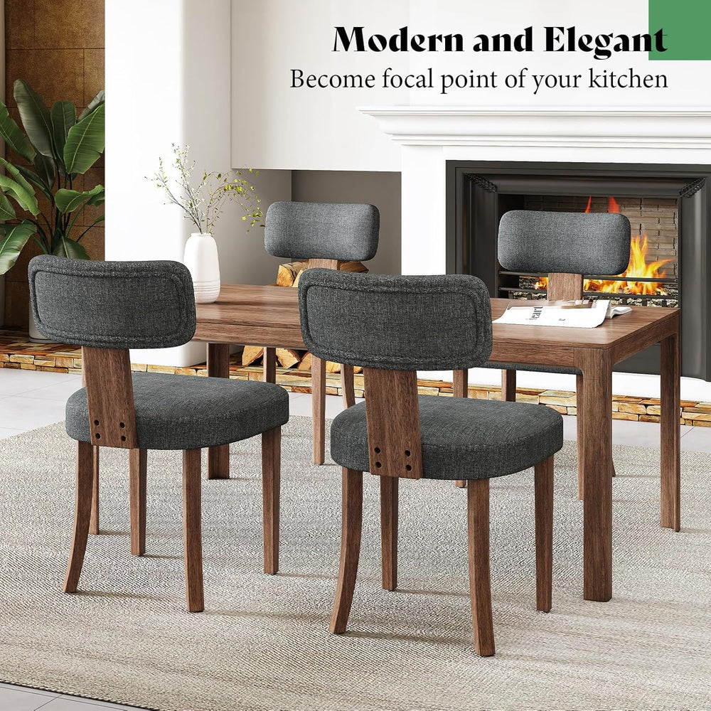 AMERLIFE Kitchen Chairs, Set of 4 Modern Linen Chairs with Upholstered Curved...