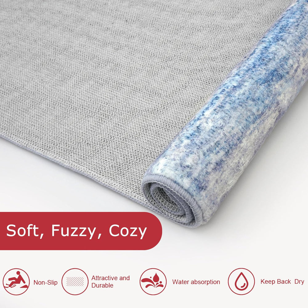 KOZYFLY Modern Abstract Washable Rug Runner 2x5 Hallway Rug Runner Non-Slip S...