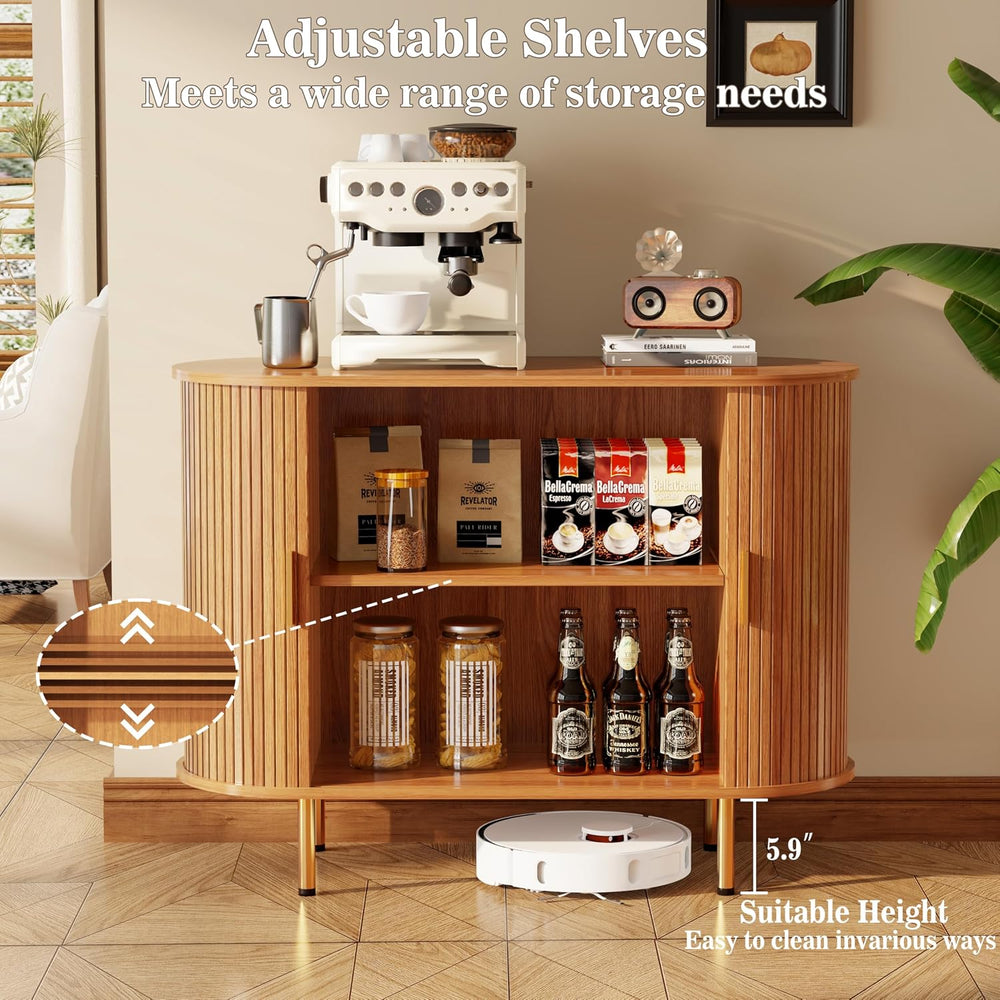 DHH Sideboard Buffet Cabinet with Storage,Mid Century Modern Fluted Accent Co...