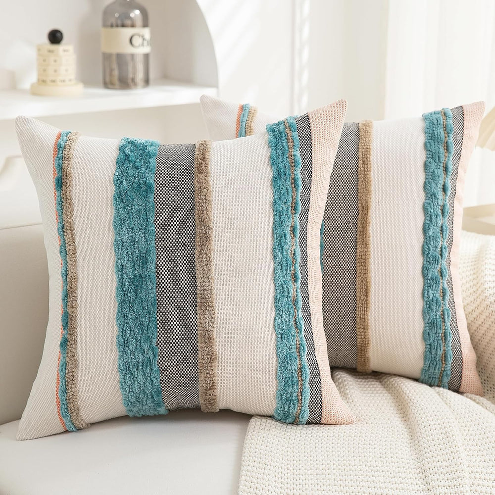 Boho Pillow Covers 18x18 Set of 2 for Couch-Modern Farmhouse Sofa Decorative ...