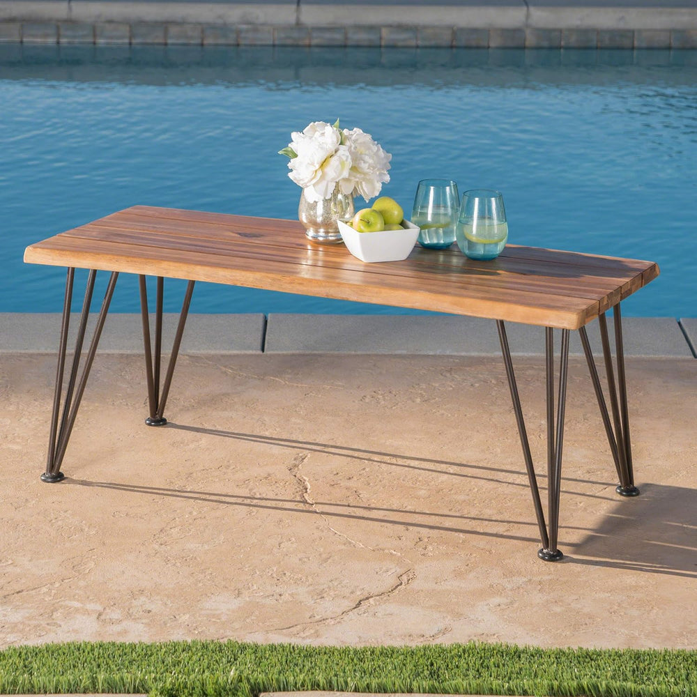 Christopher Knight Home Zion Outdoor Industrial Iron and Teak Finished Acacia...