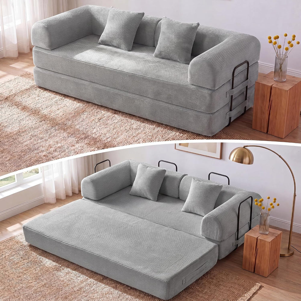79" Convertible Futon Sofa Bed, Boneless Couch for Living Room