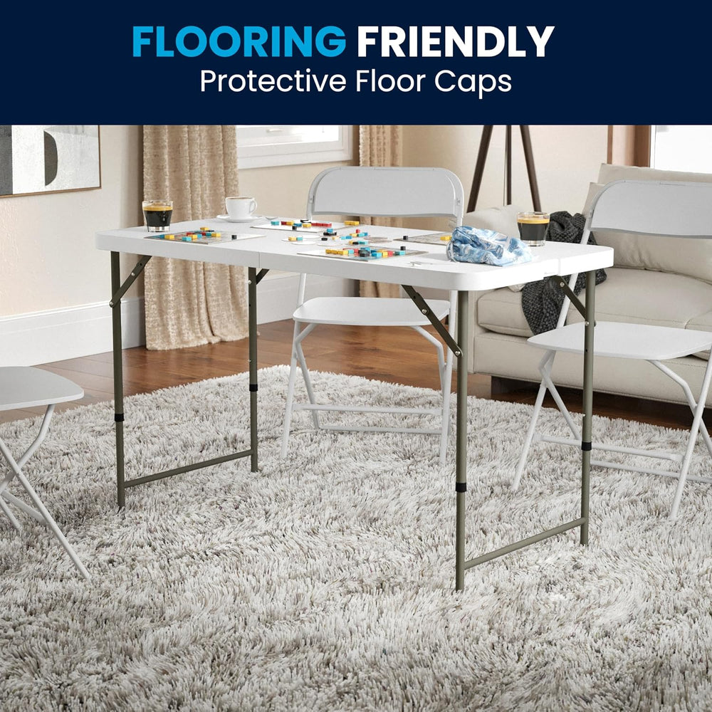 Flash Furniture 4-Foot Bi-Fold Granite White Plastic Folding Table