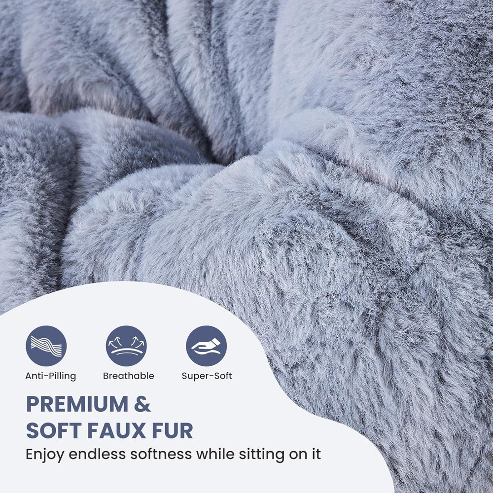 Simple Deluxe Oversized Square Moon Chair for Adults, Soft Faux Fur Folding L...