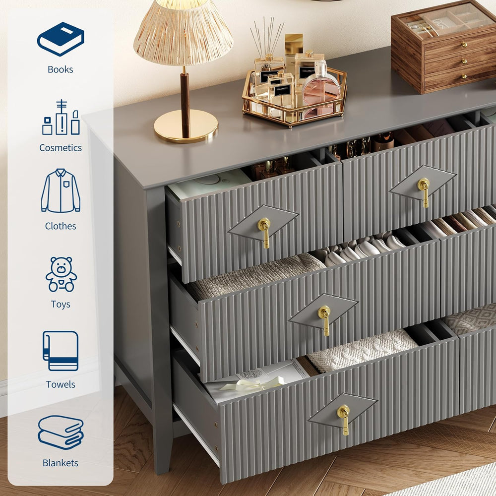 GarveeHome Fluted Dresser for Bedroom, Chest Organizer Unit with 7-Drawer