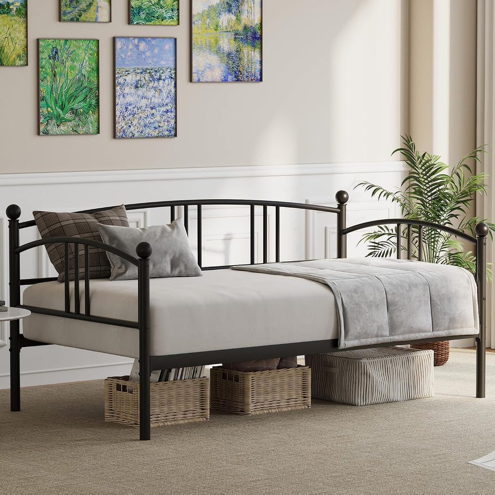 IDEALHOUSE Twin Daybed Without Trundle, Metal Twin Size Daybed, Steel Slat Su...