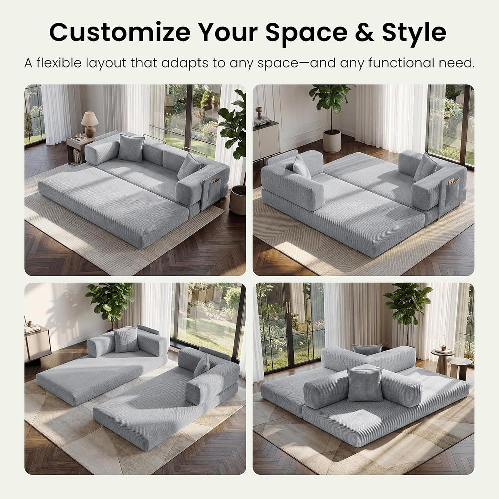 78.8" Convertible Futon Sofa Bed, Boneless Couch for Living Room