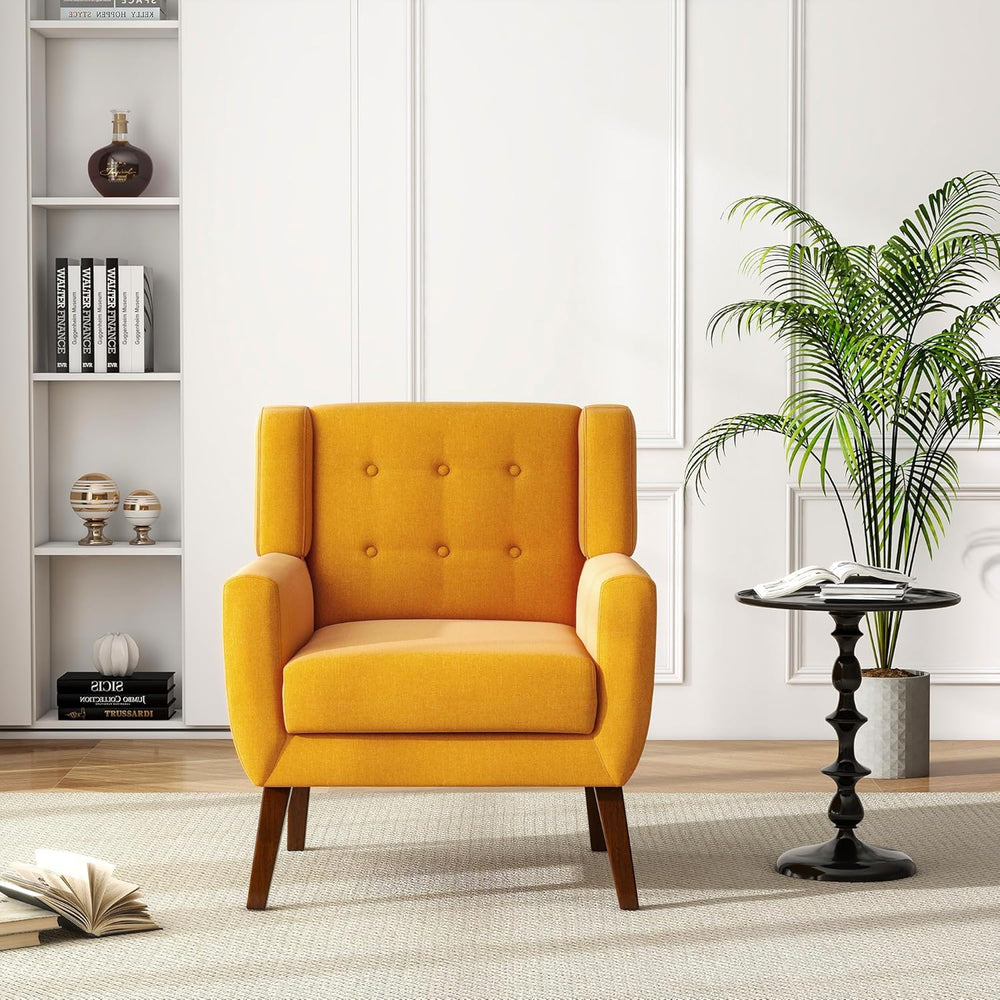 Accent Chairs Set of 2, Fabric Upholstered Armchair, Orange