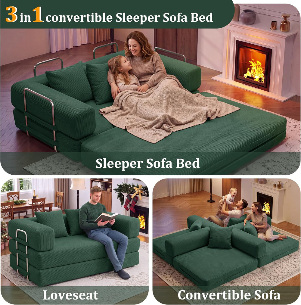 59.0 Inch Sofa Bed, 4-in-1Convertible Futon Sofas Bed Pull Out Sleeper Couch,...