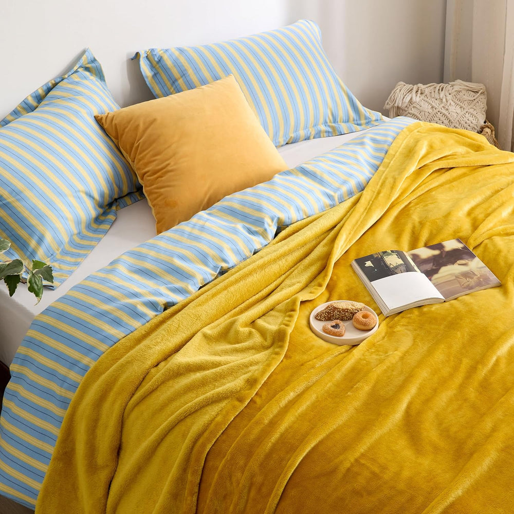 Bedsure Fleece Blanket Queen Blanket Gold Yellow - Bed Blanket Soft Lightweig...
