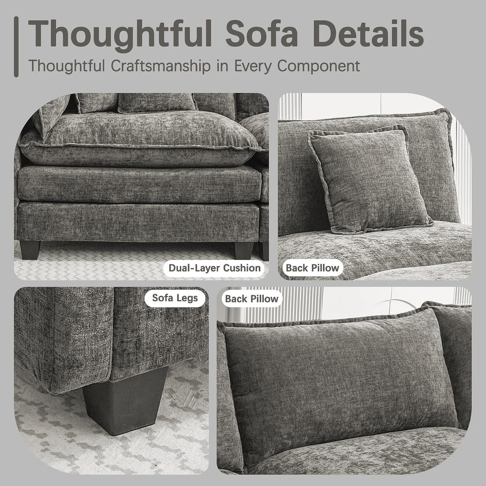 Modular Sectional Sofa 102" Oversized Cloud Couch with Ottoman