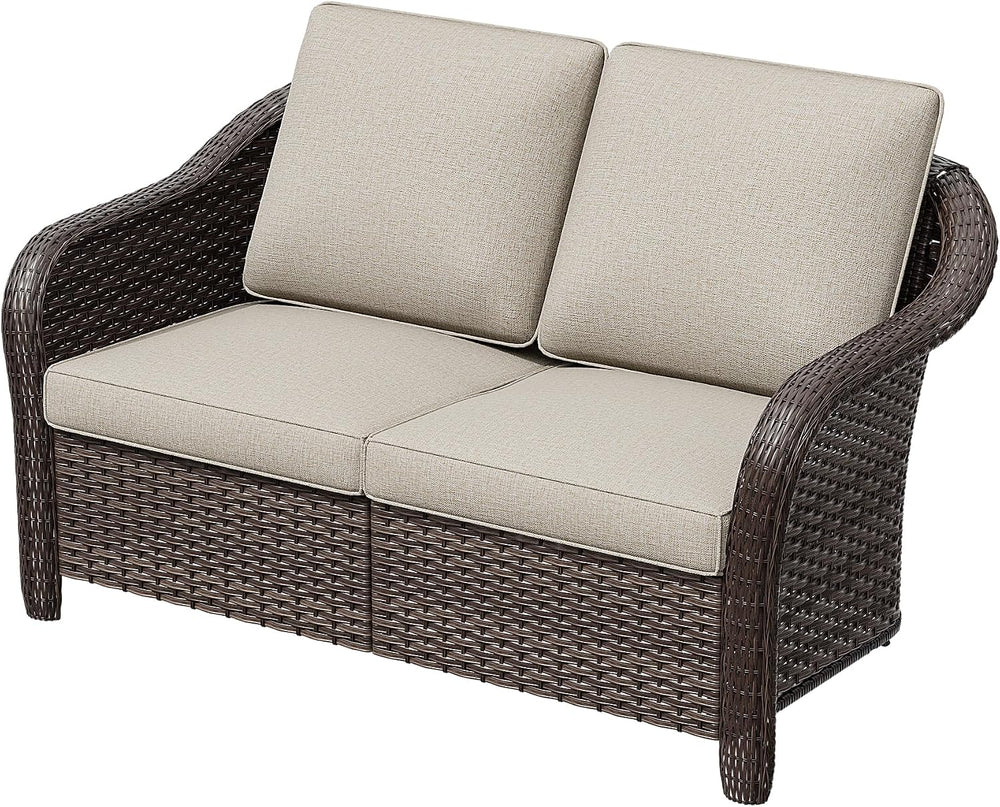 2 Seater Outdoor Patio Couch with Handwoven PE Wicker