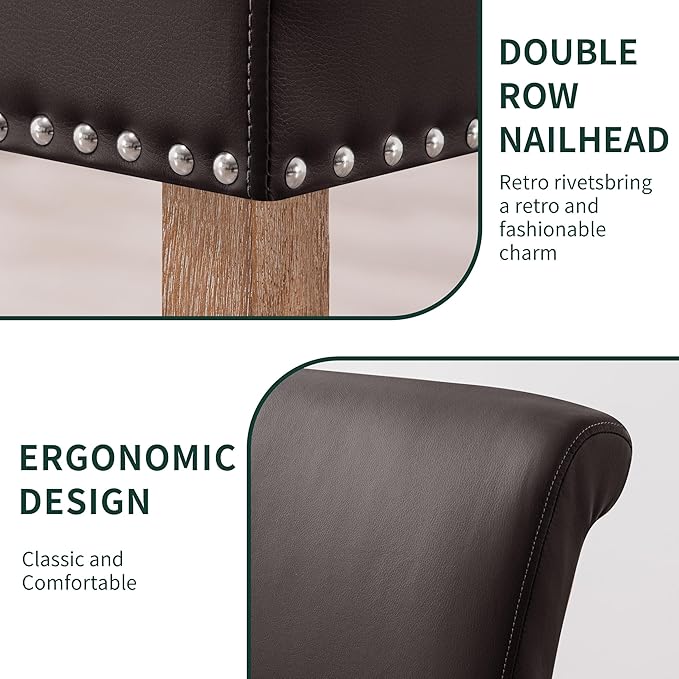 CHUN YI Dining Chairs Set of 4, Faux Leather Upholstered Dining Room Chairs w...