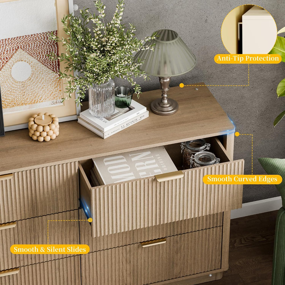 Dresser and Nightstand Sets 3 Piece, Bedroom Set with Charging Station, Large...
