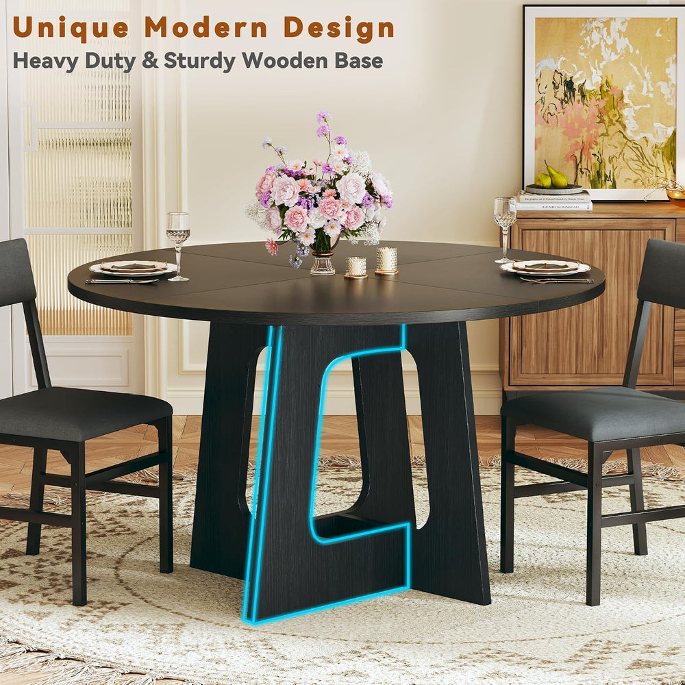 HUAHUU Round Dining Table Set for 4, 5-Piece Kitchen Table and Chairs for 4, ...