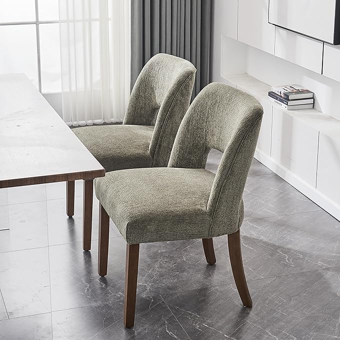 VKNOW Wooden Dining Chairs Set of 4, Modern Fabric Upholstered Dining Room Ch...