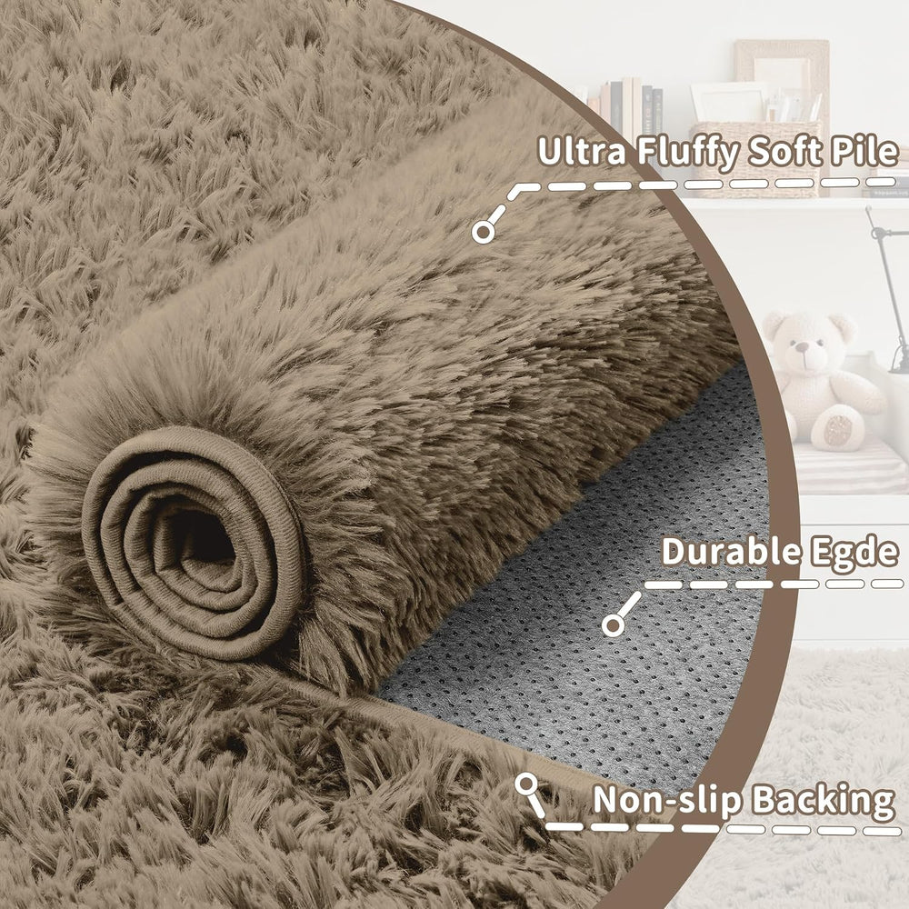 6x9 Area Rugs for Living Room Bedroom,Ultra Soft Fluffy Shag Rug Gray Beige