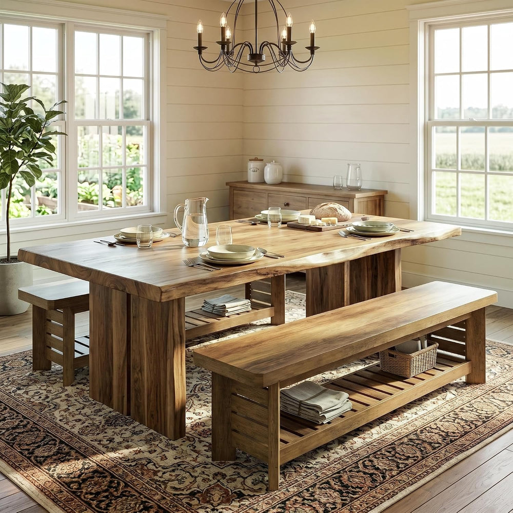 63" Entry Way Bench, Long Wood Entryway Benches for Dining Room Bedroom,...