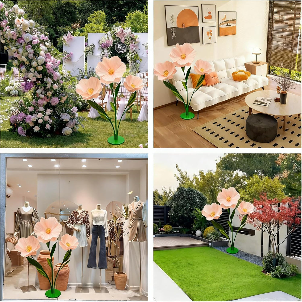 5.57 Ft Giant Artificial Flowers,Large Paper Flower,Adjustable Waterproof Fak...