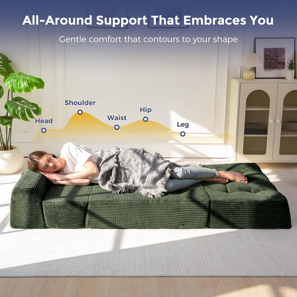 MAXYOYO Folding Sofa Bed, 8-Inch Fold-Out Chair Bed, Single
