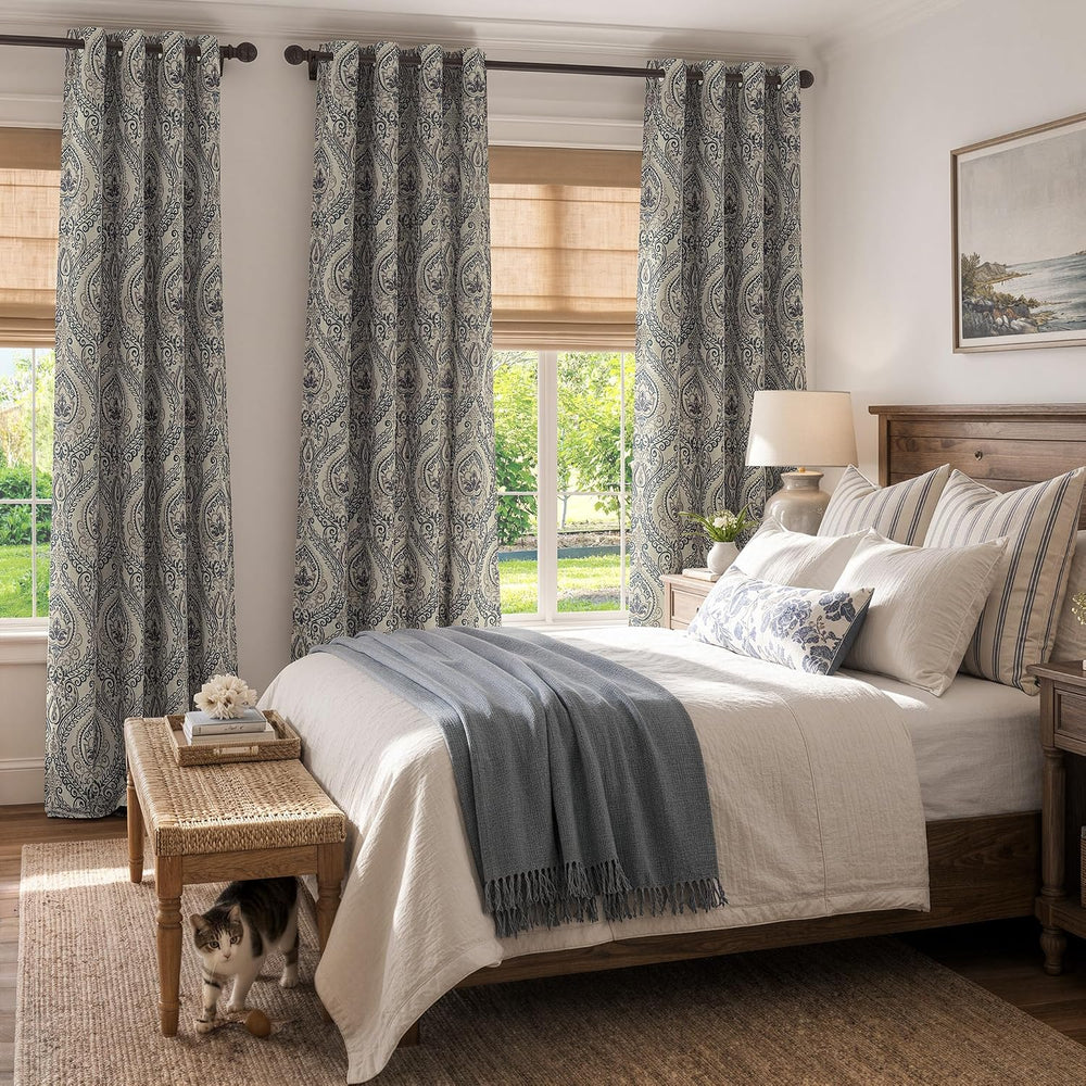 jinchan Curtains for Living Room Darkening 96 Inches Long, Medallion Drapes f...