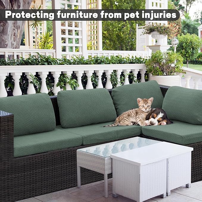 8Pcs Outdoor Cushion Covers, Patio Cushion Covers, Stretch Elastic Slipcovers