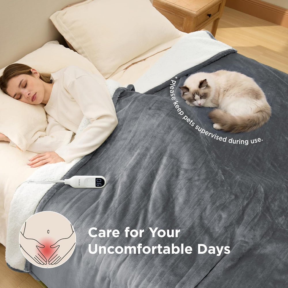 Bedsure Electric Blanket Twin with Preheat Function - Soft Flannel Heated Bla...