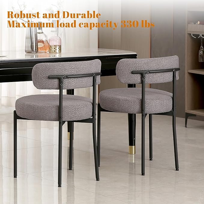 DYHOME Boucle Dining Chairs Set of 4, Upholstered Kitchen Dining Room Chairs,...