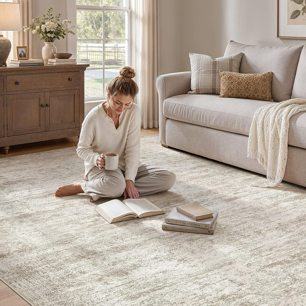 cotiled 10x14 Area Rugs for Living Room Bedroom, Non-Slip Abstract Rug