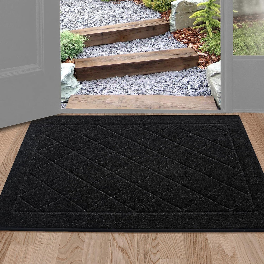 BEQHAUSE Dirt Trapper Door Mat 24" x 36", Doormat Non-Slip, Black