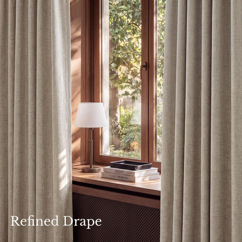 NICETOWN 100% Black Out Curtains 72 inch Long Linen Textured Set of 2
