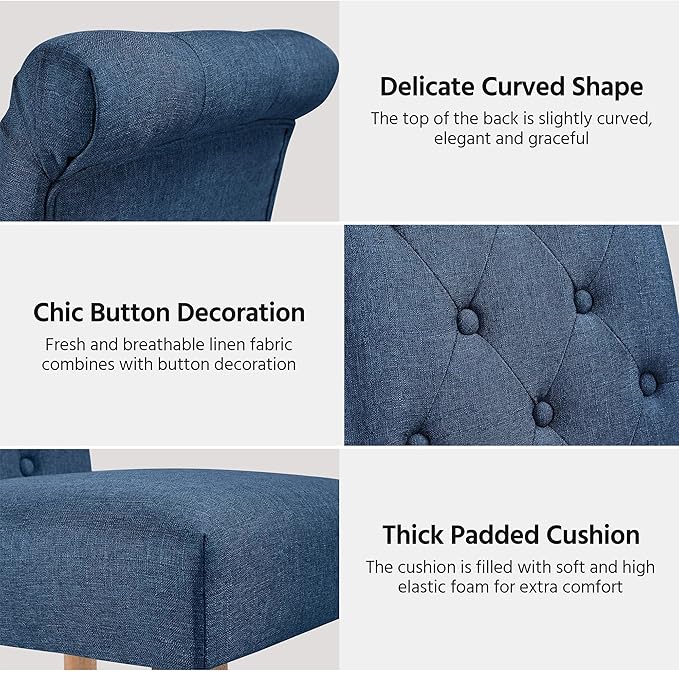 Yaheetech Dining Chairs Set of 4 Fabric Upholstered Dining Room Chairs with B...