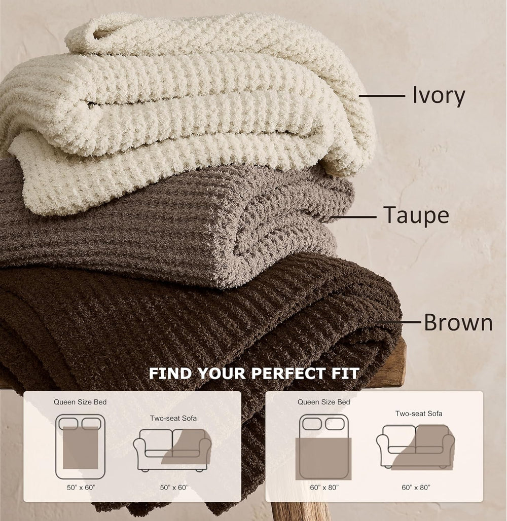 WDCOZY Taupe Waffle Throw Blanket for Couch Bed, Reversible Super Soft Plush ...