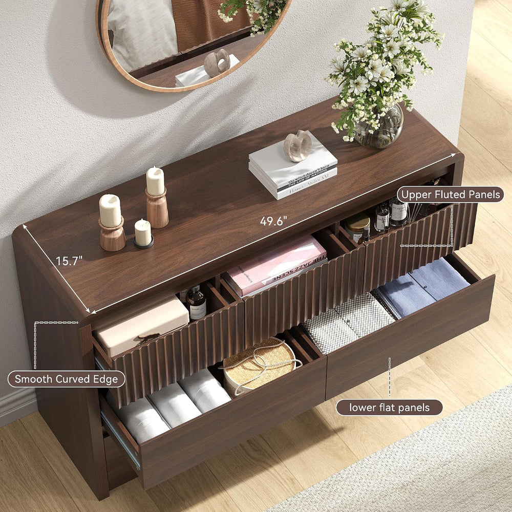 Fluted 7 Drawer Dresser for Bedroom, 50โ Wide Dresser & Chest of Drawers ...