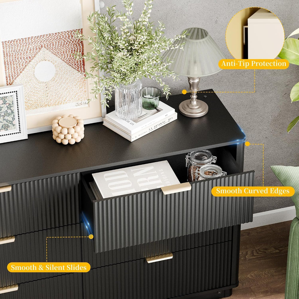 Dresser and Nightstand Sets 3 Piece, Bedroom Set with Charging Station, Large...