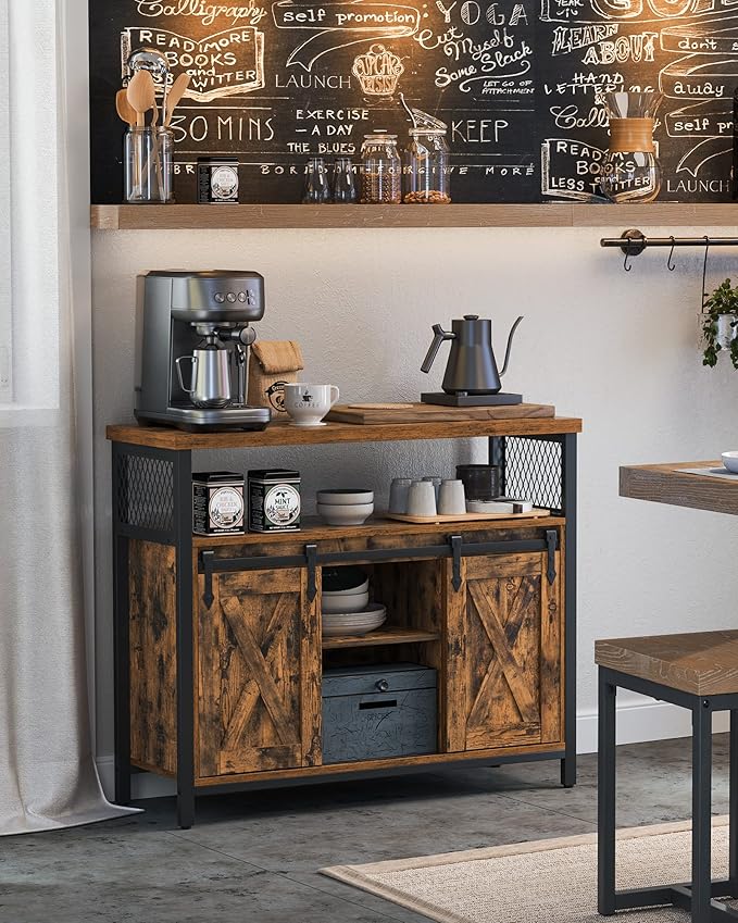 VASAGLE Buffet Cabinet, Coffee Bar Storage Cabinet, Sideboard with 2 Sliding ...