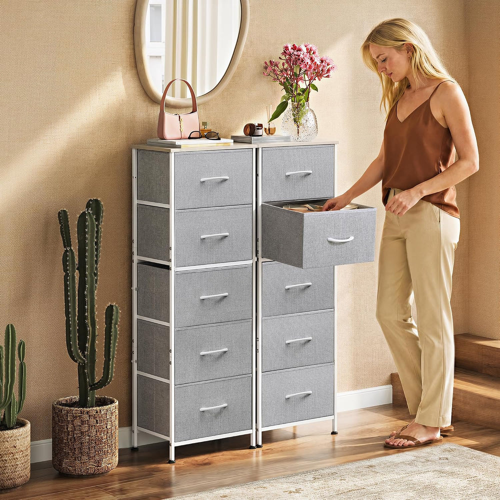 WLIVE Tall Dresser for Bedroom, 5 Drawer Dresser, Light Grey